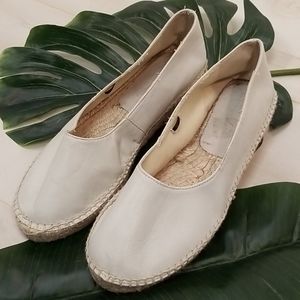 Zara Basic Collection Bone Leather Jute Wedges 10